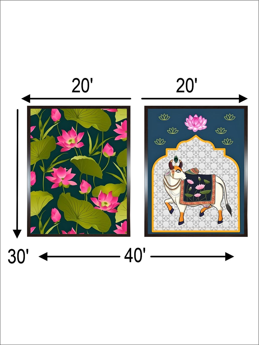 Set of 2, Pichwai cow painting