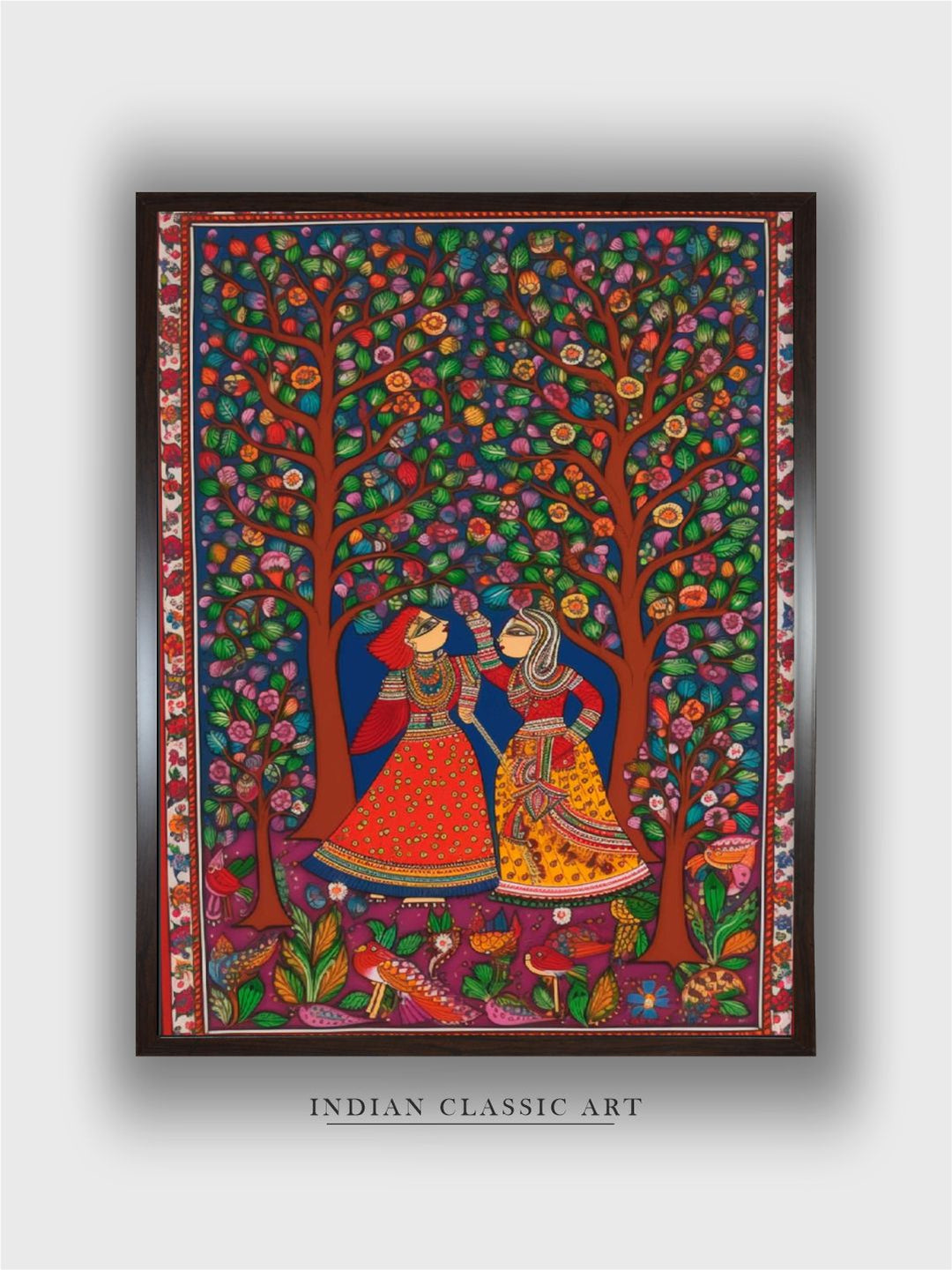 Women and Birds in Madhubani Splendor