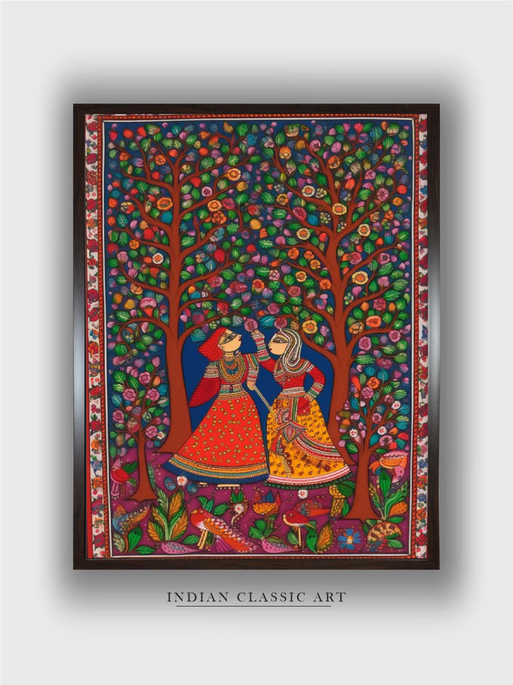Women and Birds in Madhubani Splendor