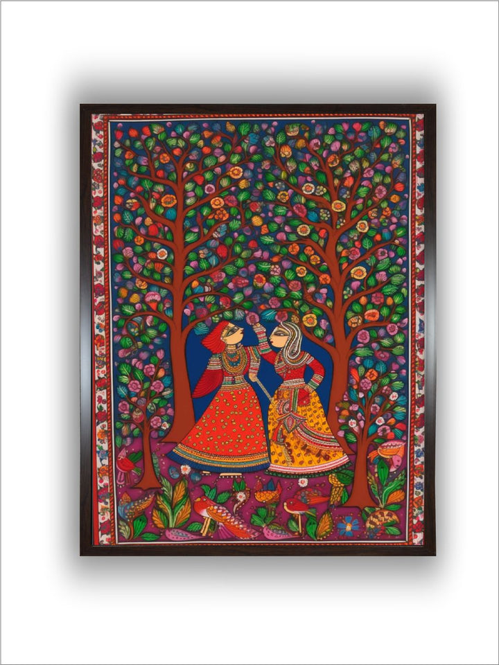 Women and Birds in Madhubani Splendor