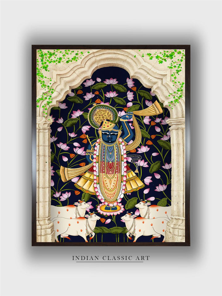 Shreenath ji Kamal Talai Cow painting