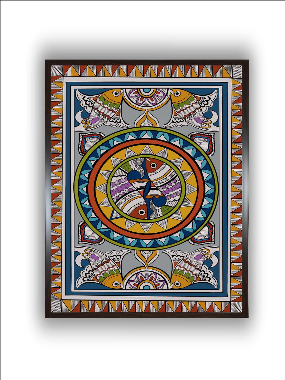 Traditional Madhubani Fish Wall Art Painting Frame