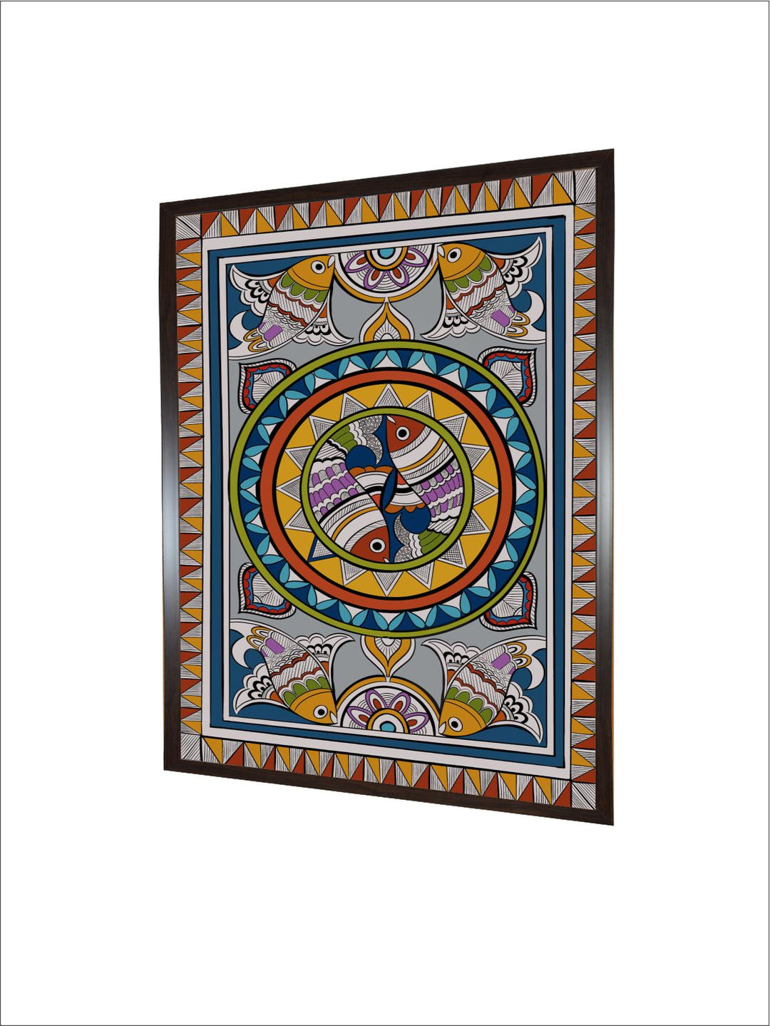 Traditional Madhubani Fish Wall Art Painting Frame