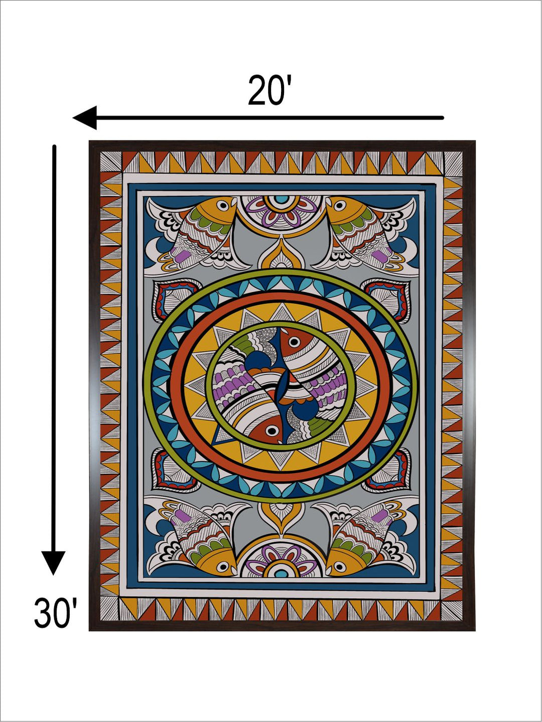 Traditional Madhubani Fish Wall Art Painting Frame