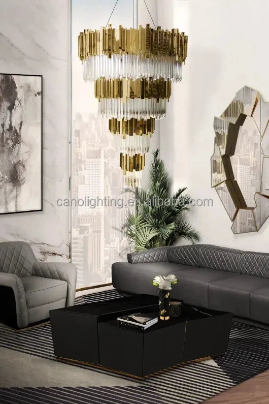Lamps Finishing Chandelier for Living Room Lights Modern Pendant Lamps Gold Stainless Steel Home Decor Luxury Crystal 80 Nordic