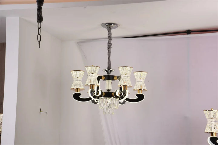 Contemporary interior luxury lighting chandelier Stainless steel lamp body with leaf combination