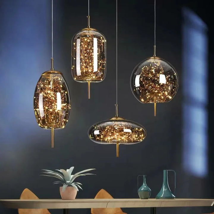 French Country Modern Led Decorative Rectangle Fixture Lamp Home Ceiling Blown Glass Bubble Ball Pendant Light Branch Chandelier