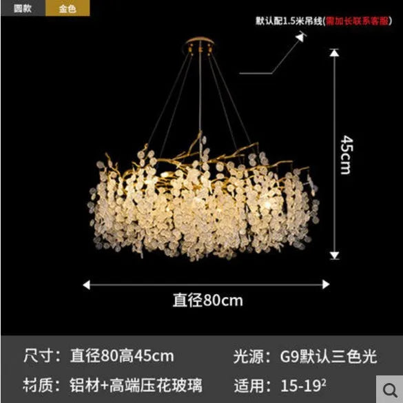 Creative Gingko Leaf Shape Pendant Light Home Villa Living Room Large Luxury Project Custom Ceiling Chandelier