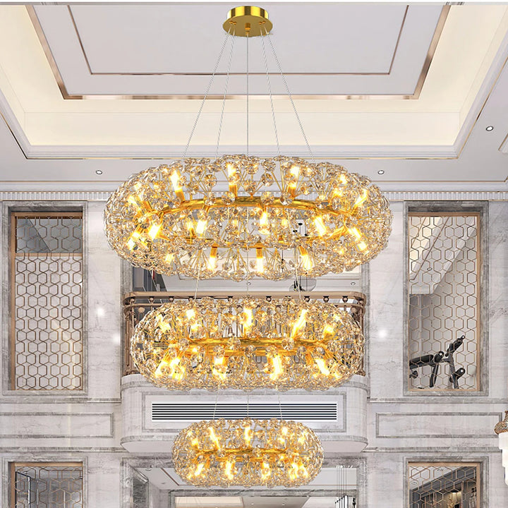 Hotel Luxury Chandelier Hanging Living Room Fancy Crystal Lustre Modern Led Crystal Ceiling Panel Light Chandelier Pendant Light