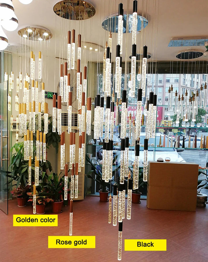 Led Modern Chandelier Villa Spiral Staircase Loft Apartment Crystal Chandelier Long Chandelier