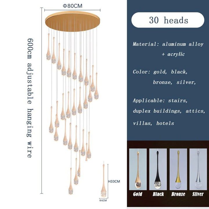Minimalist Plated Champagne Gold Luxury Modern Chandeliers Suspended Mounted Led Pendant Lights