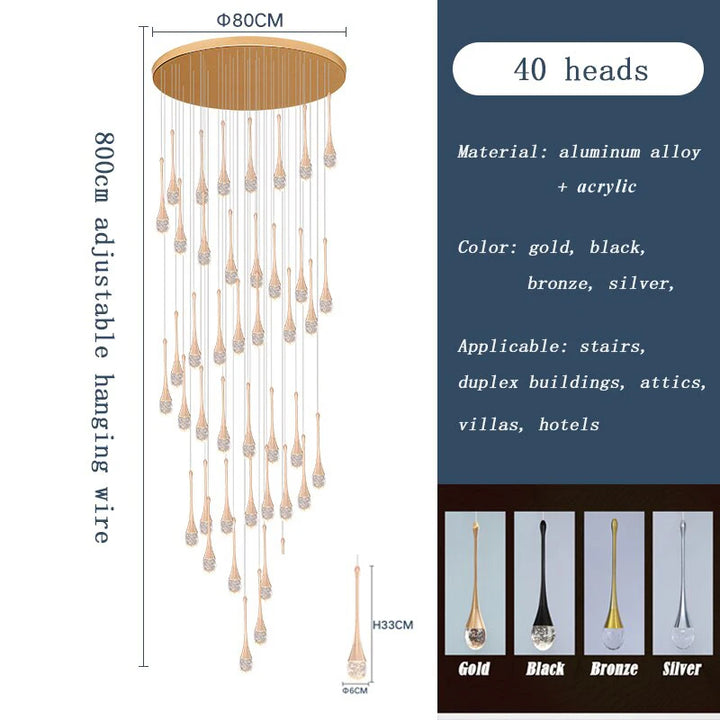 Minimalist Plated Champagne Gold Luxury Modern Chandeliers Suspended Mounted Led Pendant Lights
