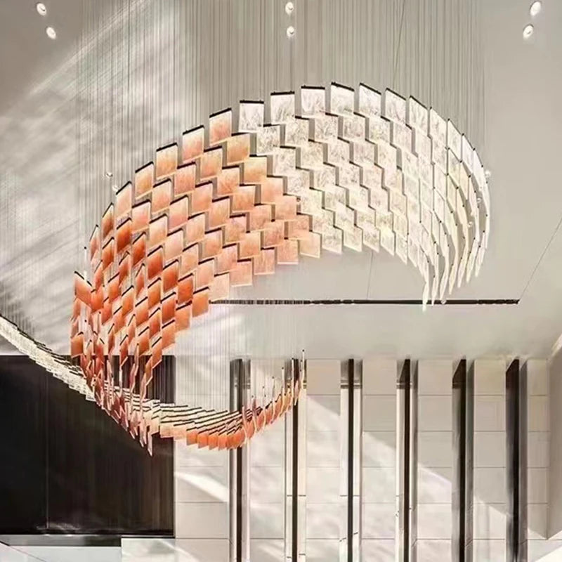 Contemporary interior luxury lighting chandelier Stainless steel lamp body with leaf combination
