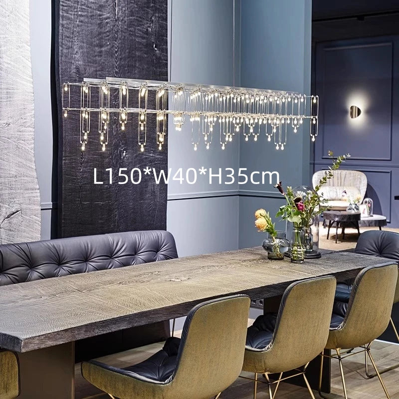 Minimalist Plated Champagne Gold Luxury Modern Chandeliers Suspended Mounted Led Pendant Lights