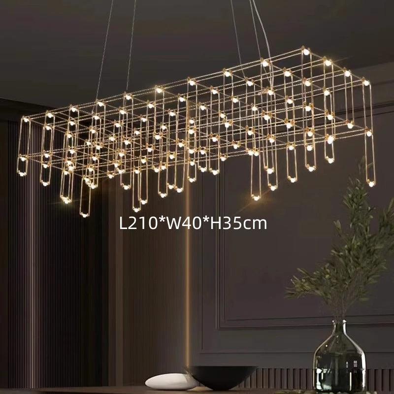 Minimalist Plated Champagne Gold Luxury Modern Chandeliers Suspended Mounted Led Pendant Lights