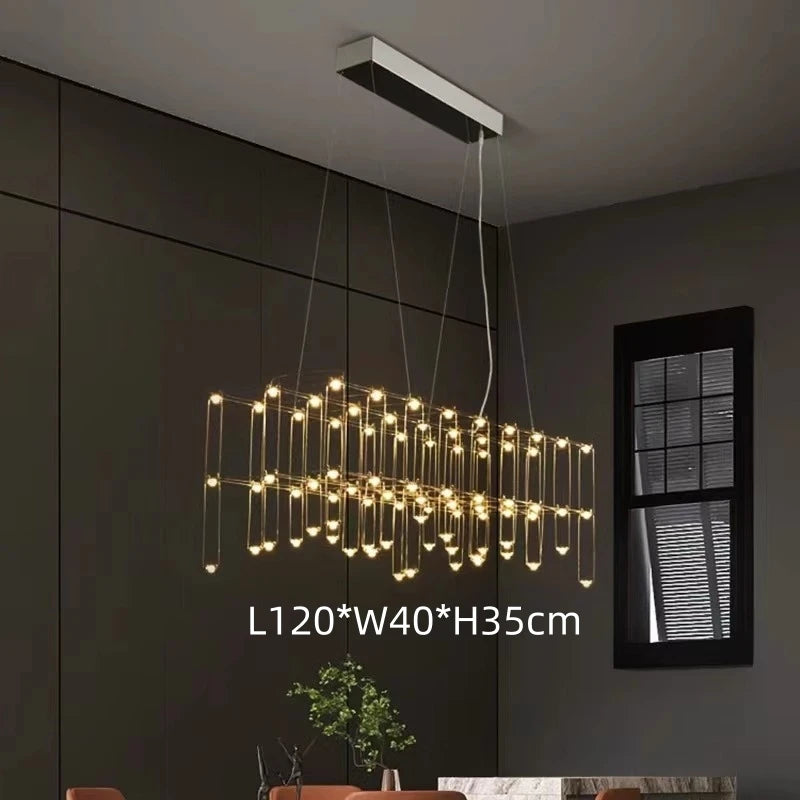 Minimalist Plated Champagne Gold Luxury Modern Chandeliers Suspended Mounted Led Pendant Lights
