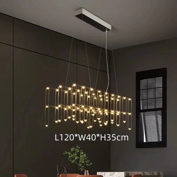 Minimalist Plated Champagne Gold Luxury Modern Chandeliers Suspended Mounted Led Pendant Lights