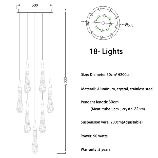 French Country Modern Led Decorative Rectangle Fixture Lamp Home Ceiling Blown Glass Bubble Ball Pendant Light Branch Chandelier