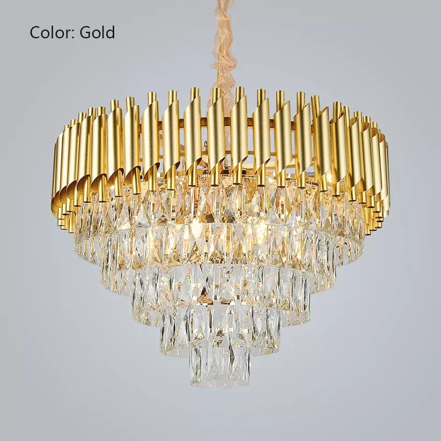 Rotating Staircase Crystal Chandelier Lighting Decoration Living Pendant Lamp Room Restaurant LED Luxury Modern Pendant Light