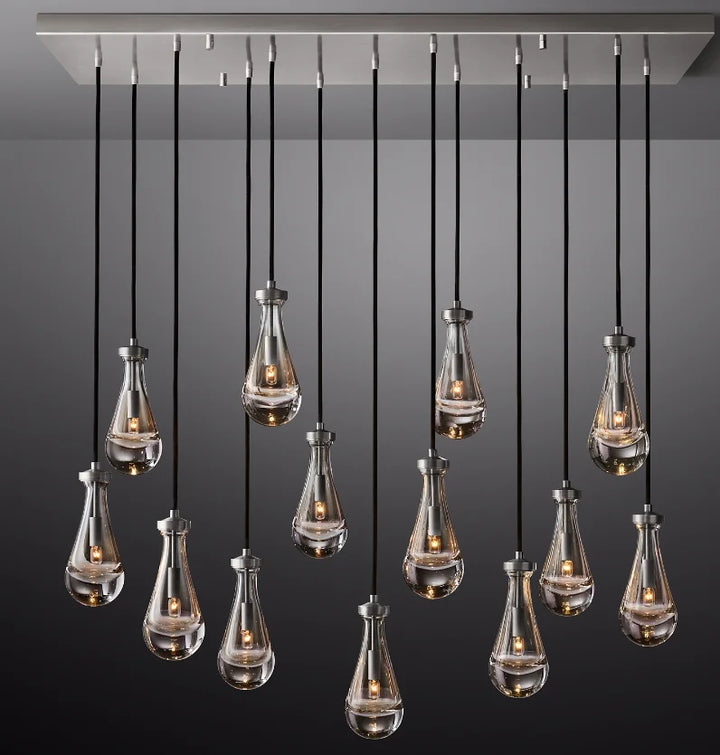 Modern Luxury Large Hanging Long Section Crystal Chandelier LED Glass 15 Golden 80 Modern Indoor Lighting Remote Control 360