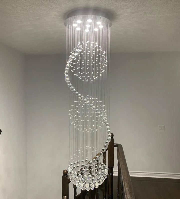 High Quality Double-layer Aluminum PVC Minimalist Curve Hanging Light Stable Adjustable Wire Dimmable LED Chandelier