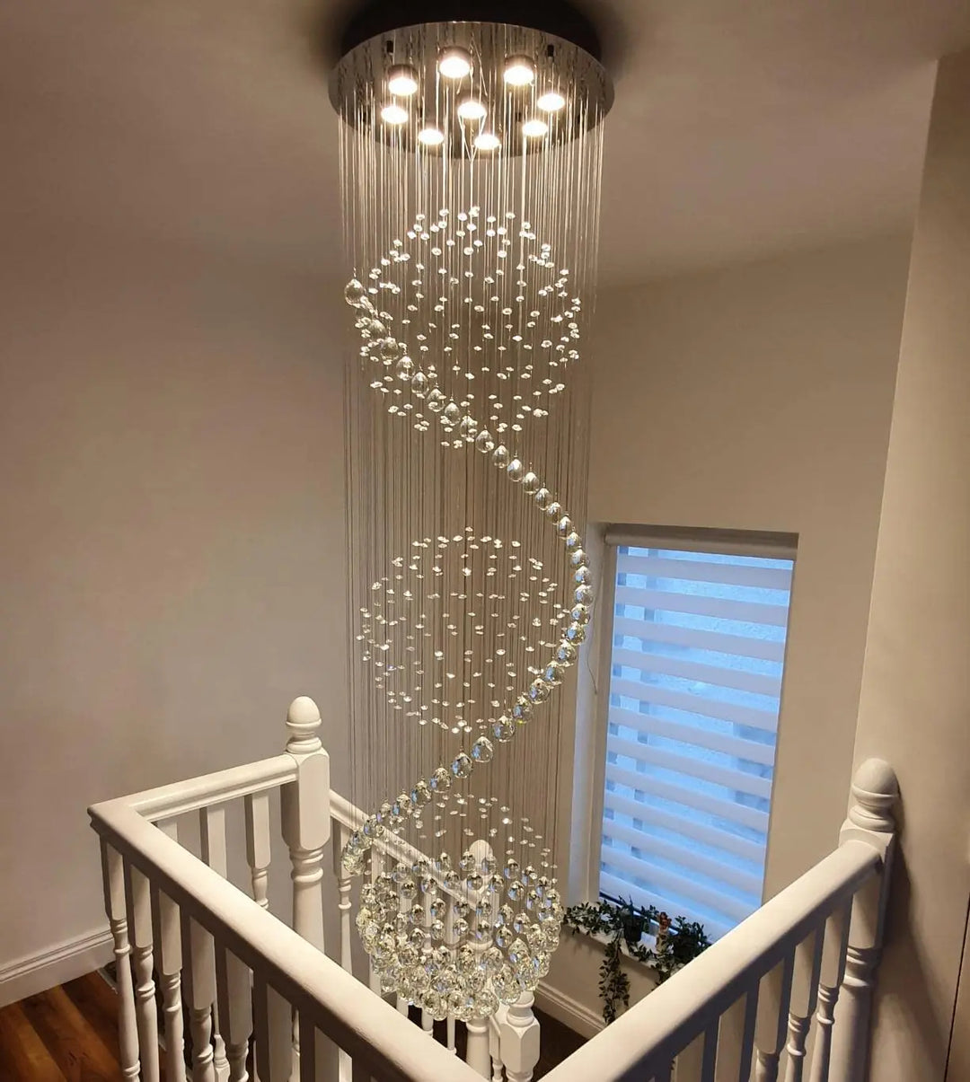 High Quality Double-layer Aluminum PVC Minimalist Curve Hanging Light Stable Adjustable Wire Dimmable LED Chandelier