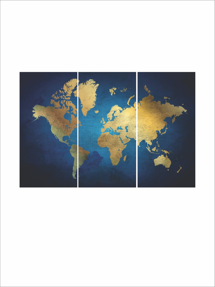 "Gold-Coloured & Blue Abstract Painting Wall Art''