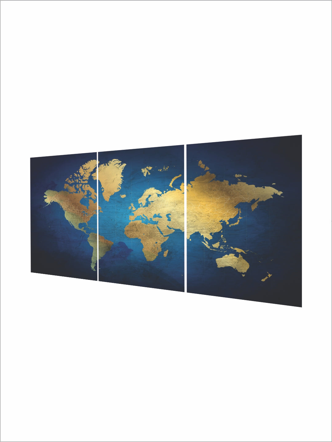 "Gold-Coloured & Blue Abstract Painting Wall Art''