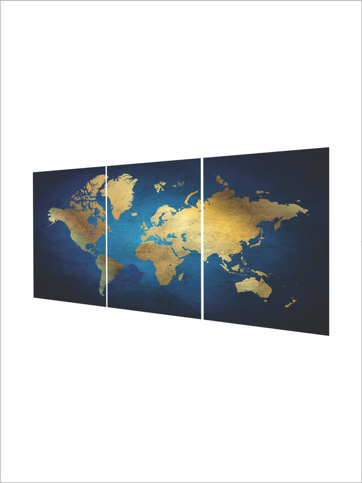 "Gold-Coloured & Blue Abstract Painting Wall Art''