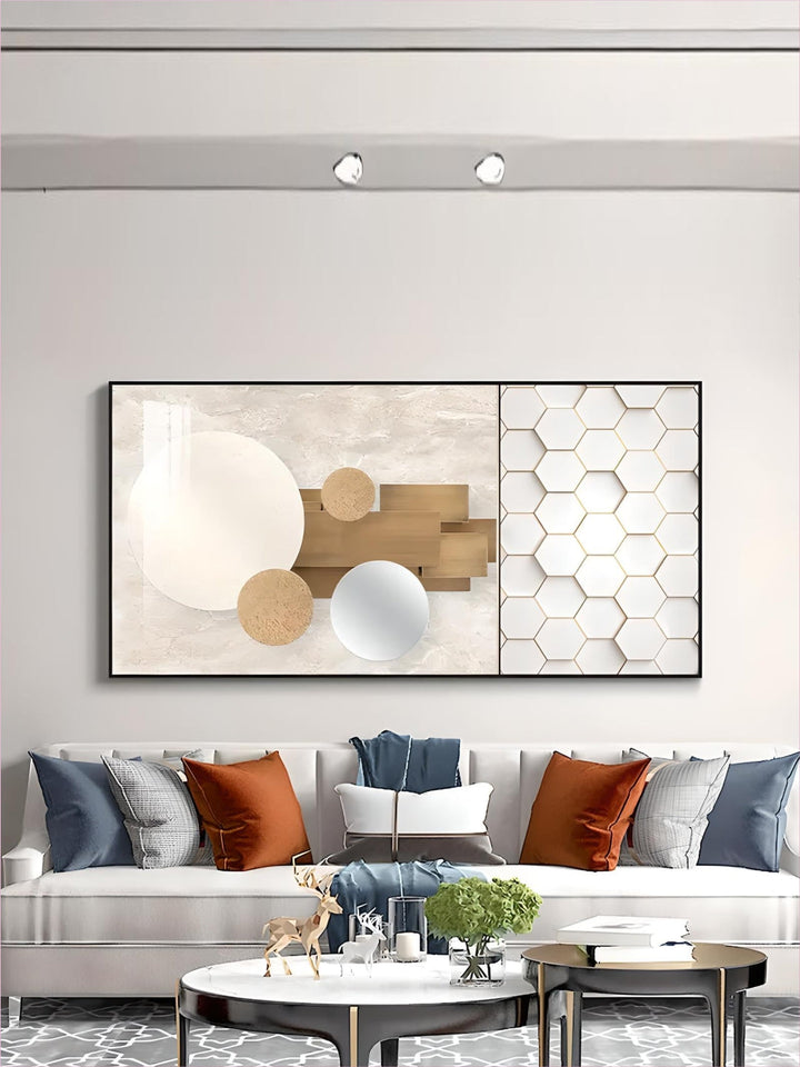 Modern Aesthetics Abstract Sun & Moon Wall Art Fine Art Canvas Prints Pictures For Luxury Loft Living Room Dining Room Lifestyle Art Decor