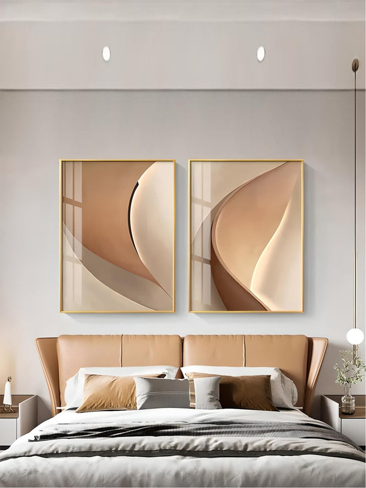 Abstract Terracotta Curves Modern Minimalist Wall Art Fine Art Canvas Prints Pictures For Living Room Hotel Room Contemporary Interior Design