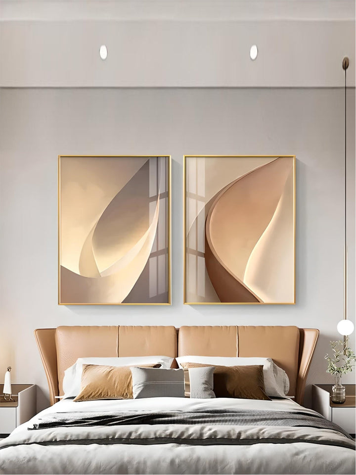 Abstract Terracotta Curves Modern Minimalist Wall Art Fine Art Canvas Prints Pictures For Living Room Hotel Room Contemporary Interior Design