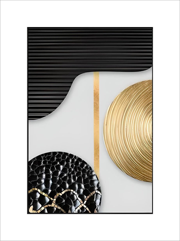 Modern Aesthetics Abstract Wall Art Fine Art Canvas Prints Black Grey Golden Geometry Pictures For Living Room Home Office Decor