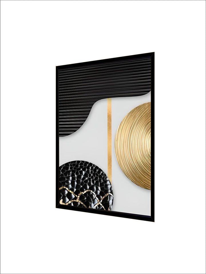 Modern Aesthetics Abstract Wall Art Fine Art Canvas Prints Black Grey Golden Geometry Pictures For Living Room Home Office Decor