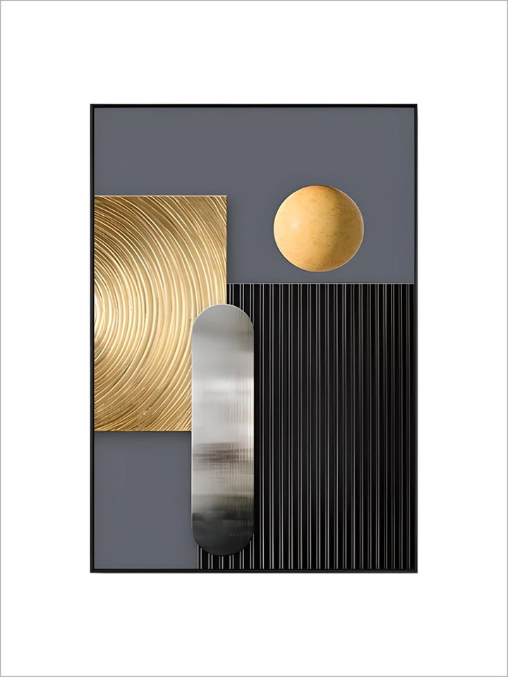 Modern Aesthetics Abstract Wall Art Fine Art Canvas Prints Black Grey Golden Geometry Pictures For Living Room Home Office Decor