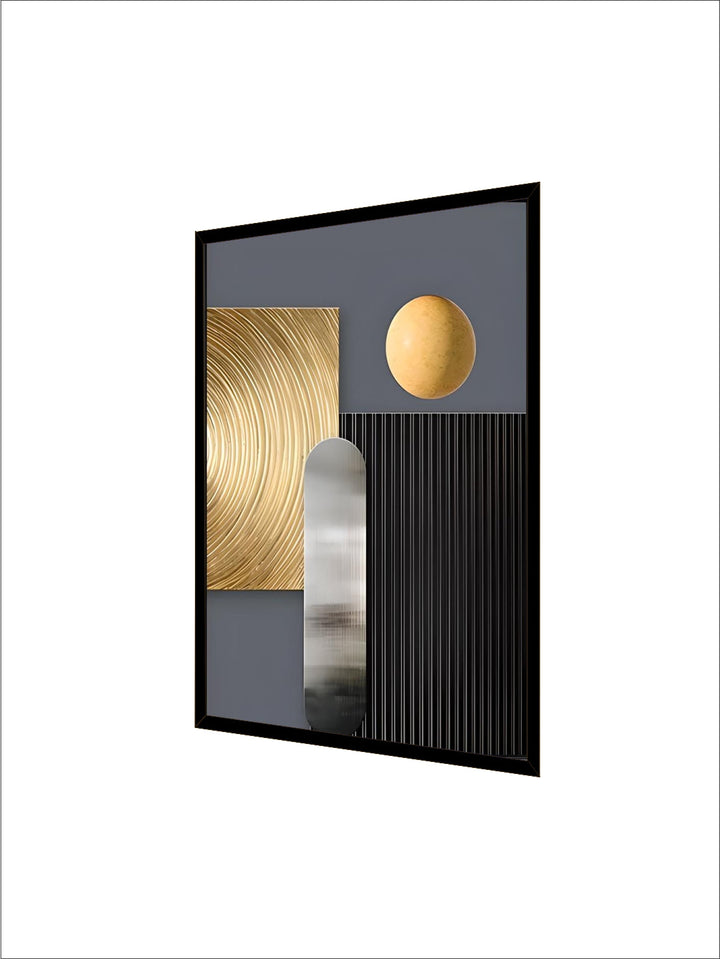 Modern Aesthetics Abstract Wall Art Fine Art Canvas Prints Black Grey Golden Geometry Pictures For Living Room Home Office Decor
