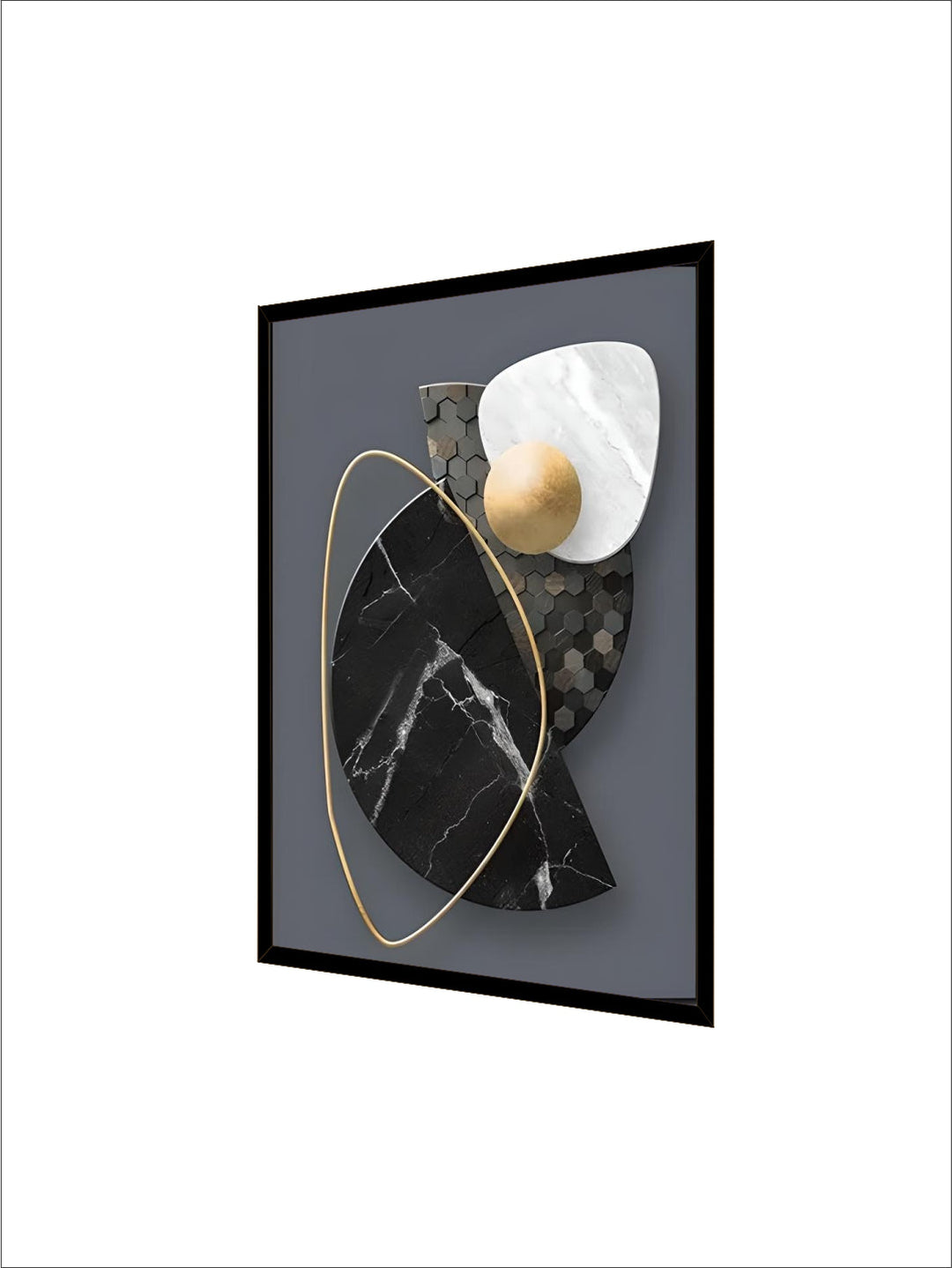 Modern Aesthetics Abstract Wall Art Fine Art Canvas Prints Black Grey Golden Geometry Pictures For Living Room Home Office Decor
