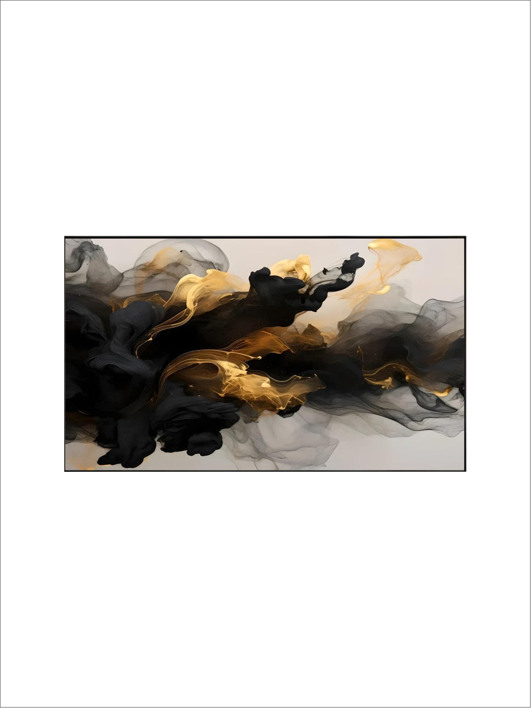 Modern Flowing Geometry Black Golden Abstract Wall Art Fine Art Canvas Prints Pictures For Living Room Dining Room Home Office Decor