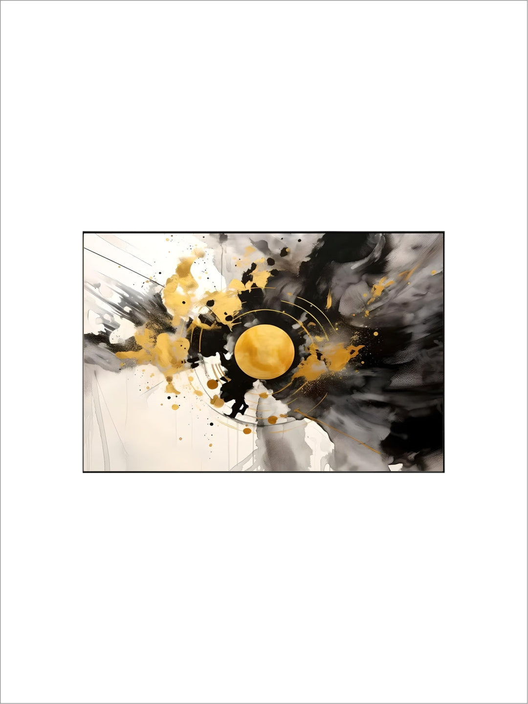 Modern Flowing Geometry Black Golden Abstract Wall Art Fine Art Canvas Prints Pictures For Living Room Dining Room Home Office Decor