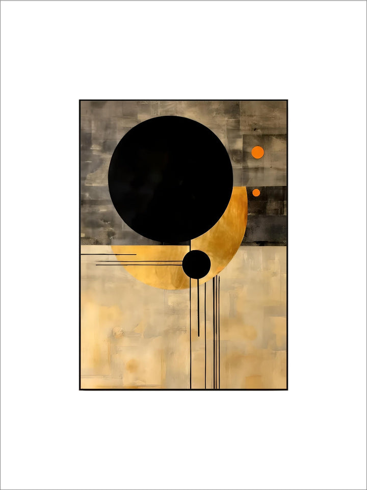 Modern Flowing Geometry Black Golden Abstract Wall Art Fine Art Canvas Prints Pictures For Living Room Dining Room Home Office Decor