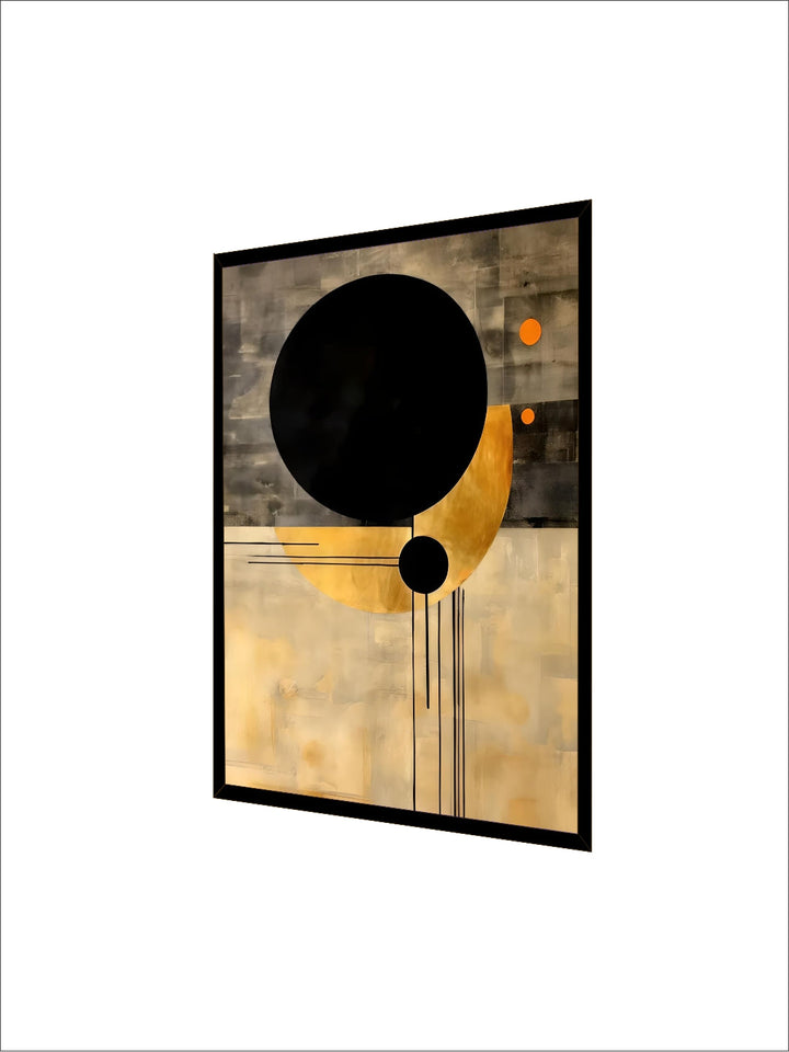 Modern Flowing Geometry Black Golden Abstract Wall Art Fine Art Canvas Prints Pictures For Living Room Dining Room Home Office Decor