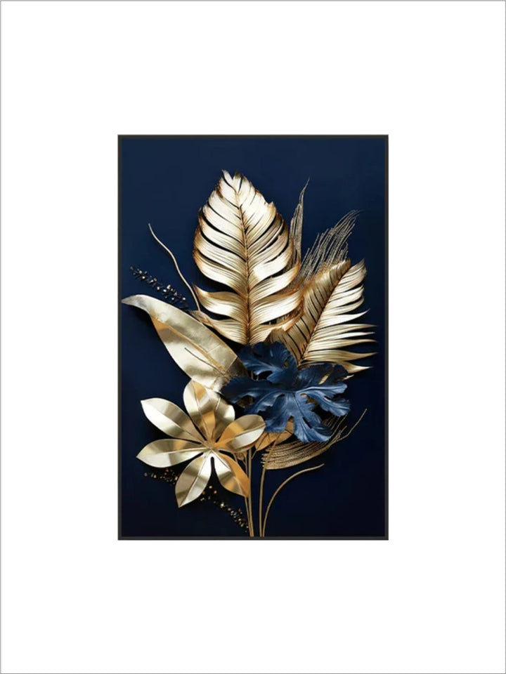 Black Golden Tropical Leaves Wall Art Fine Art Canvas Prints Modern Botanical Pictures For Luxury Living Room Dining Room Home Office Decor