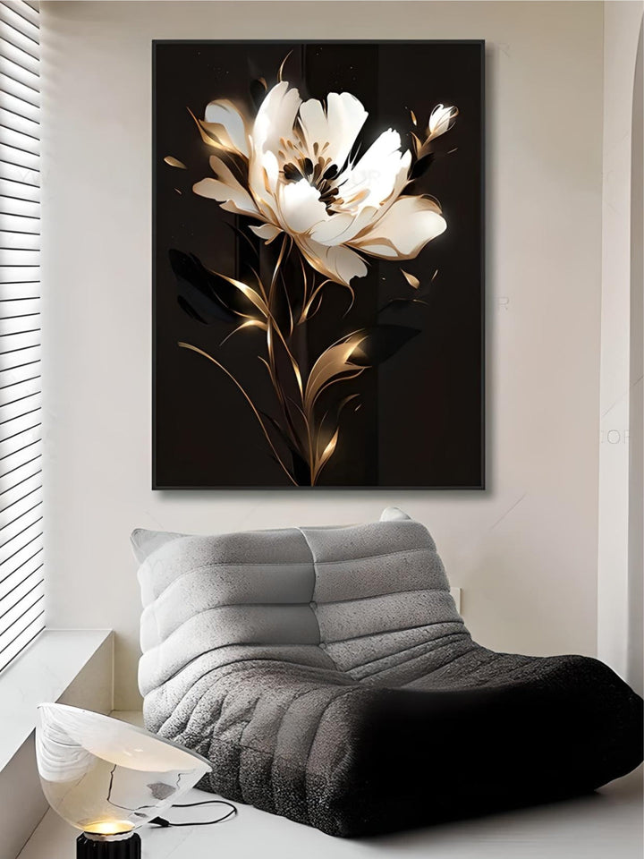 Black Golden Tropical Leaves Wall Art Fine Art Canvas Prints Modern Botanical Pictures For Luxury Living Room Dining Room Home Office Decor