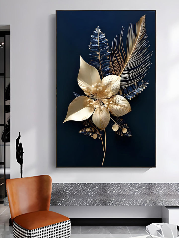Black Golden Tropical Leaves Wall Art Fine Art Canvas Prints Modern Botanical Pictures For Luxury Living Room Dining Room Home Office Decor