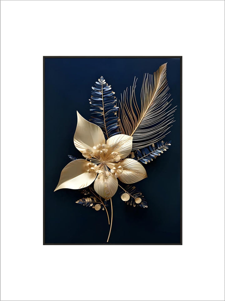 Black Golden Tropical Leaves Wall Art Fine Art Canvas Prints Modern Botanical Pictures For Luxury Living Room Dining Room Home Office Decor
