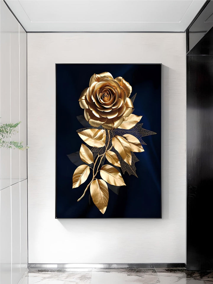 Black Golden Tropical Leaves Wall Art Fine Art Canvas Prints Modern Botanical Pictures For Luxury Living Room Dining Room Home Office Decor