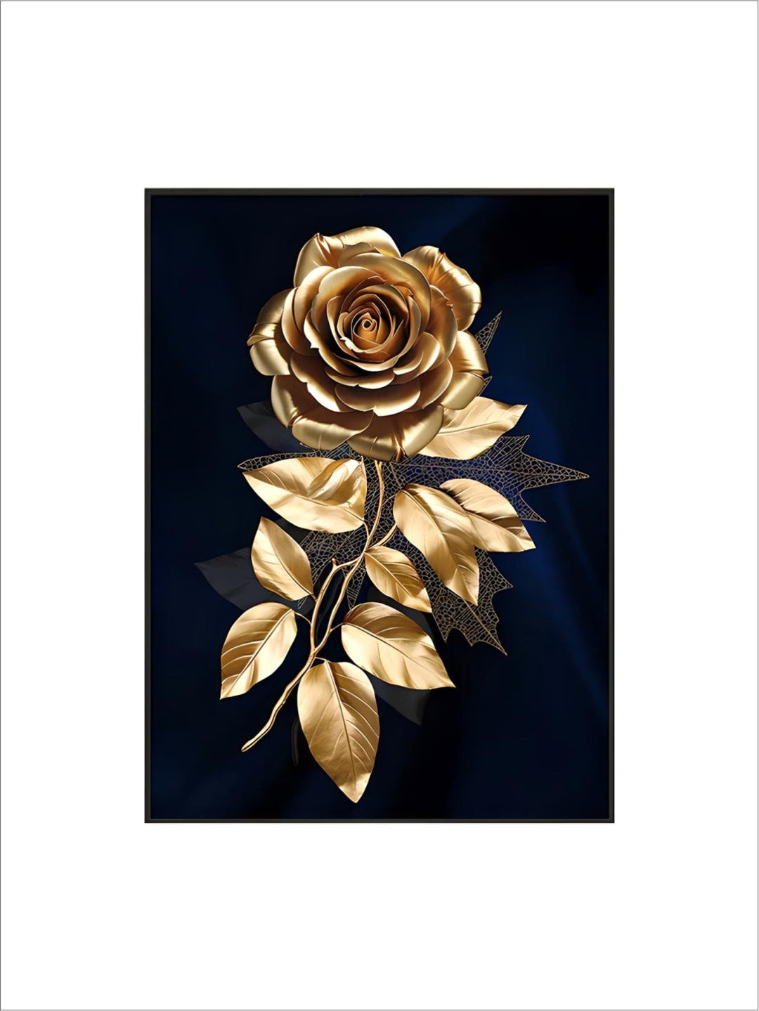 Black Golden Tropical Leaves Wall Art Fine Art Canvas Prints Modern Botanical Pictures For Luxury Living Room Dining Room Home Office Decor