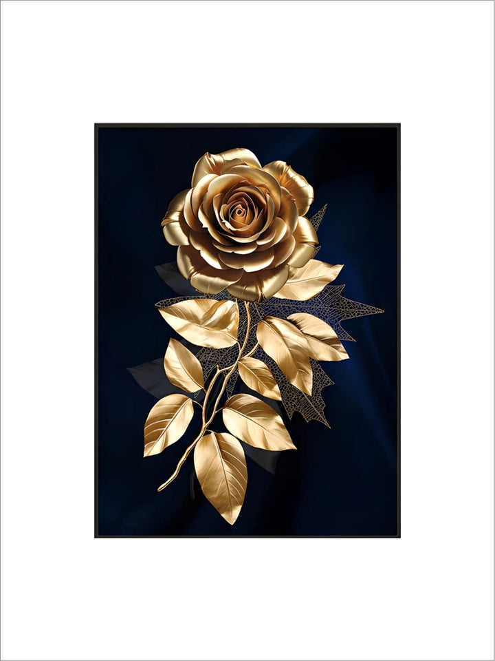 Black Golden Tropical Leaves Wall Art Fine Art Canvas Prints Modern Botanical Pictures For Luxury Living Room Dining Room Home Office Decor