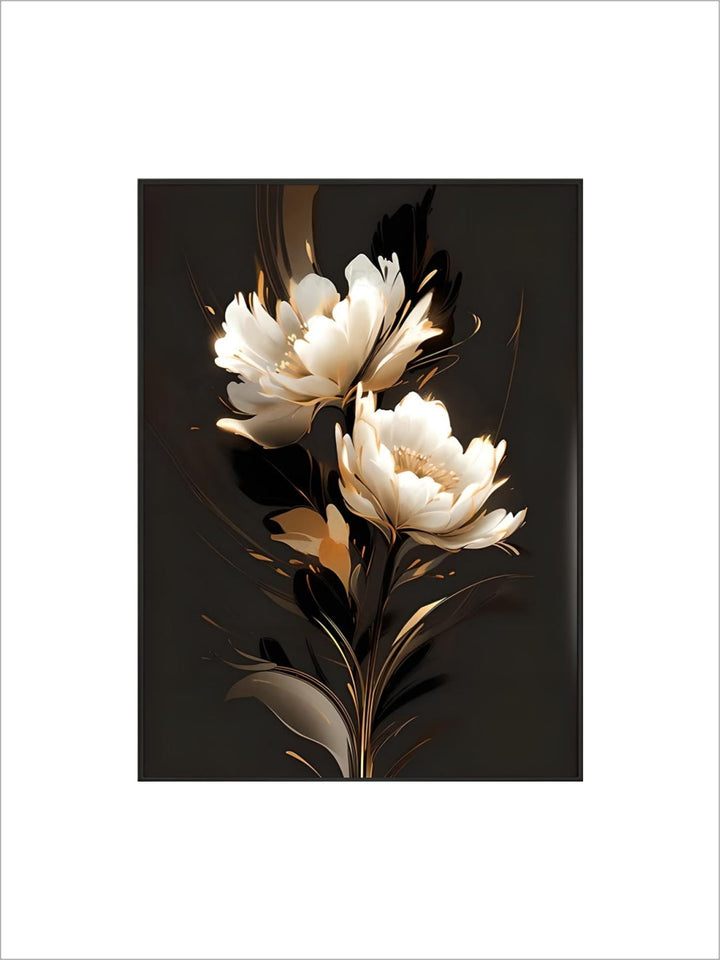 Black Golden Tropical Leaves Wall Art Fine Art Canvas Prints Modern Botanical Pictures For Luxury Living Room Dining Room Home Office Decor