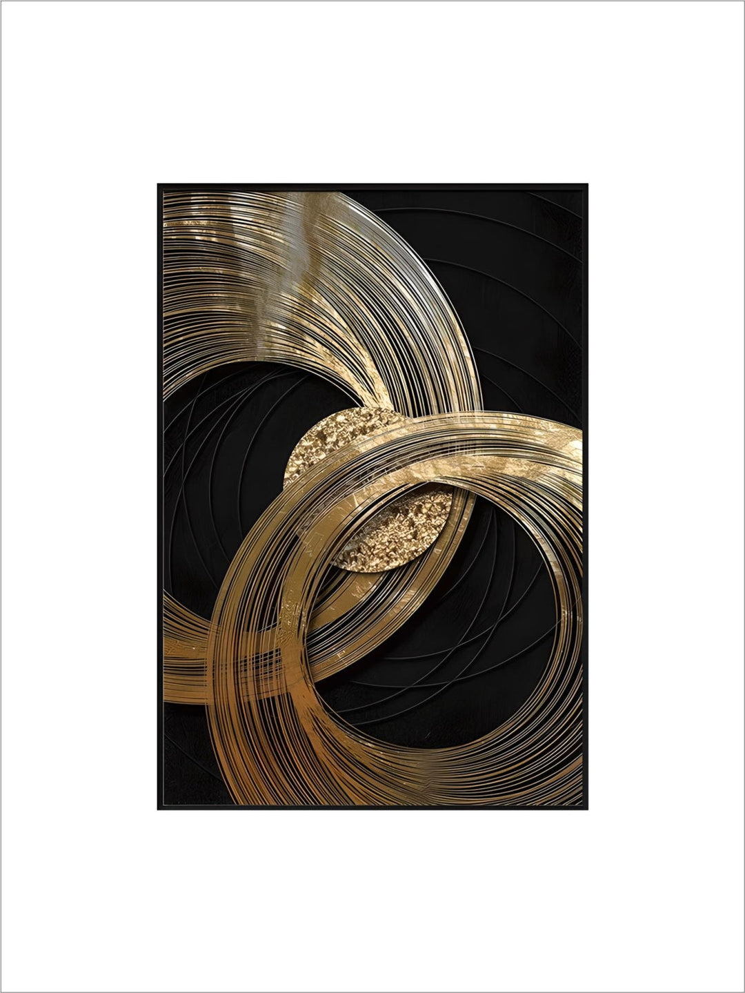 Abstract Black Golden Rings Wall Art Fine Art Canvas Prints Modern Aesthetics Pictures For Living Room Office Boutique Hotel Room Decor